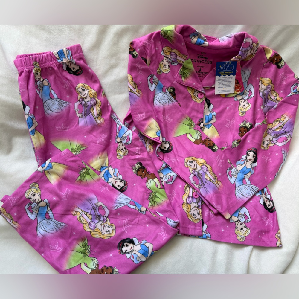 Disney Princess Size 8 Pink Pajama Set